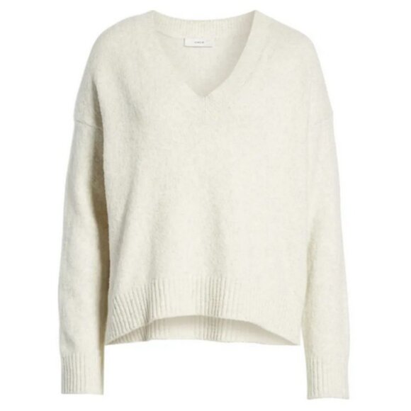💕VINCE💕 Textured V-Neck Sweater ~ Heather White Medium M NWT - Picture 6 of 15